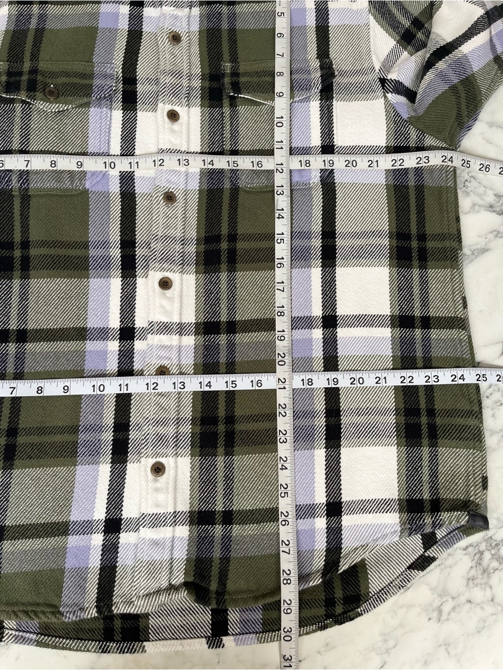 Outerknown Women's Blanket Shirt Button Ip Rugged Olive Essex Plaid Woman’s XL - Picture 6 of 13